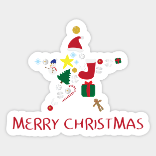 Star shape with Christmas elements and Merry Christmas greeting Sticker